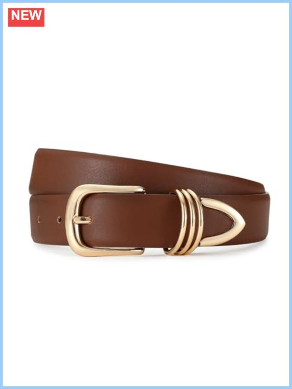 Women's Faux Leather Waist Belt Gold Pin Buckle Jeans Casual